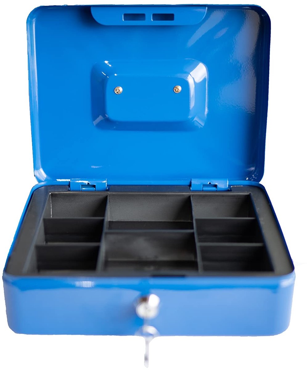 Solidchoice - Stalen Gelddoos met 2 Sleutels 10 Inch Blauw
