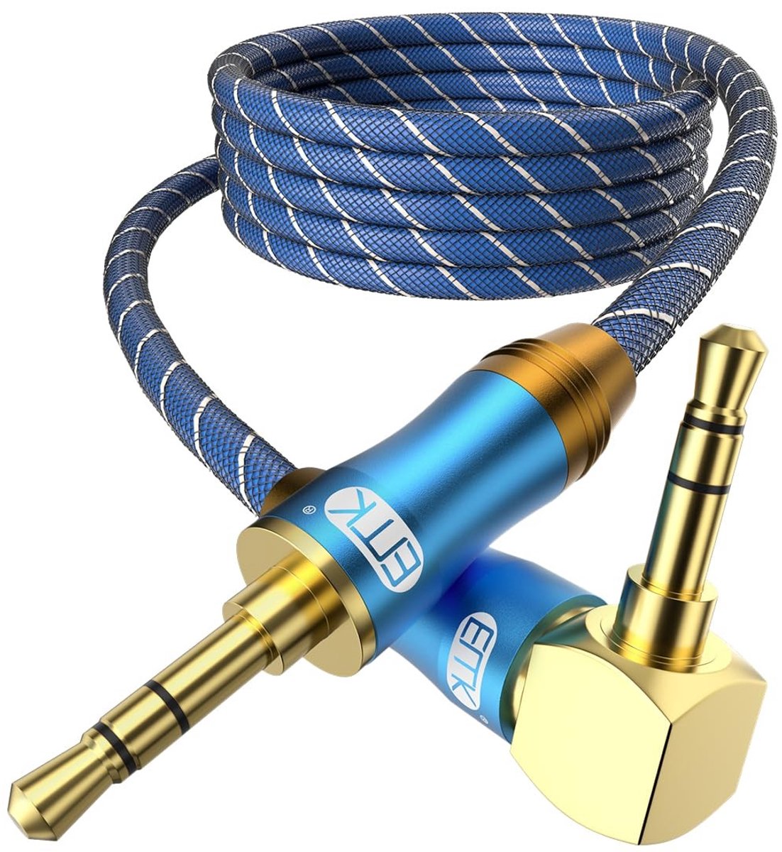 Solidchoice - 90 Graden Aux Kabel voor Audioapparaten met Gouden Connectoren