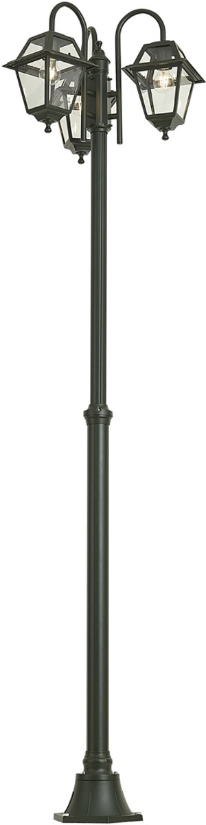 Qazqa moderne lantaarn voor in de tuin - Berta - groen, max. 15W, geschikt voor led, 235cm, IP44, 3-lichts