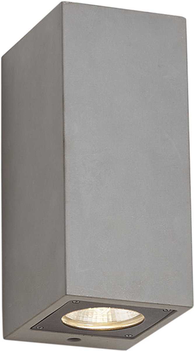 Qazqa moderne wandlamp, buitenlamp met glas voor in de tuin - Pompei - grijs, max. 10W, geschikt voor led, 10.5cm, IP44, rechthoekig, 2-lichts