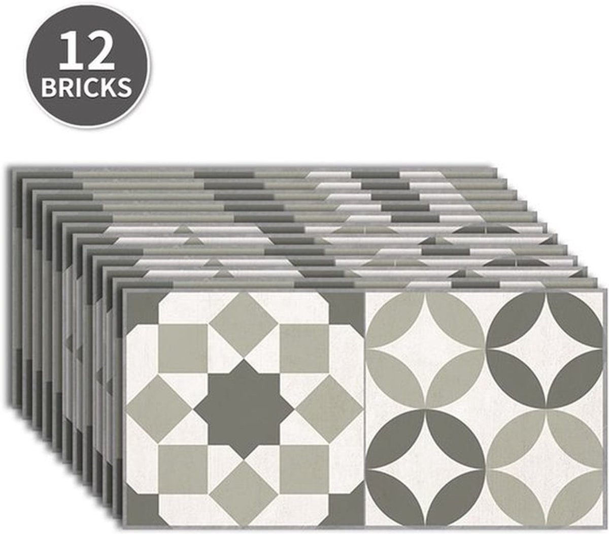 Tegelsticker Antislip - Zelfklevende Tegels - PVC Vloerstickers - Muurstickers - 30 x 15 cm - 12 Stuks Set - Vloertegel