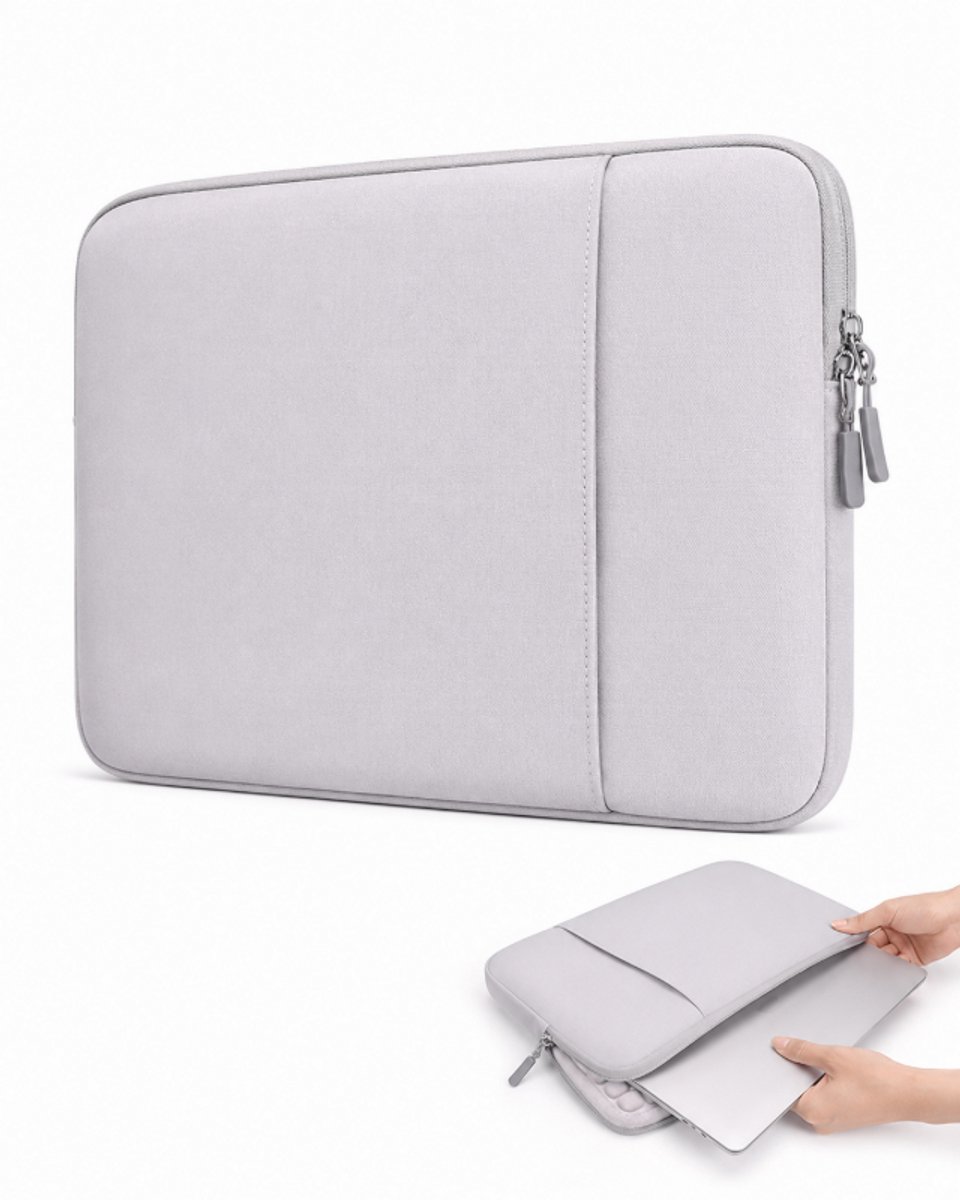Merk 16-inch laptoptas – Waterdichte laptophoes – Geschikt voor werk en reizen – Lichtgrijs