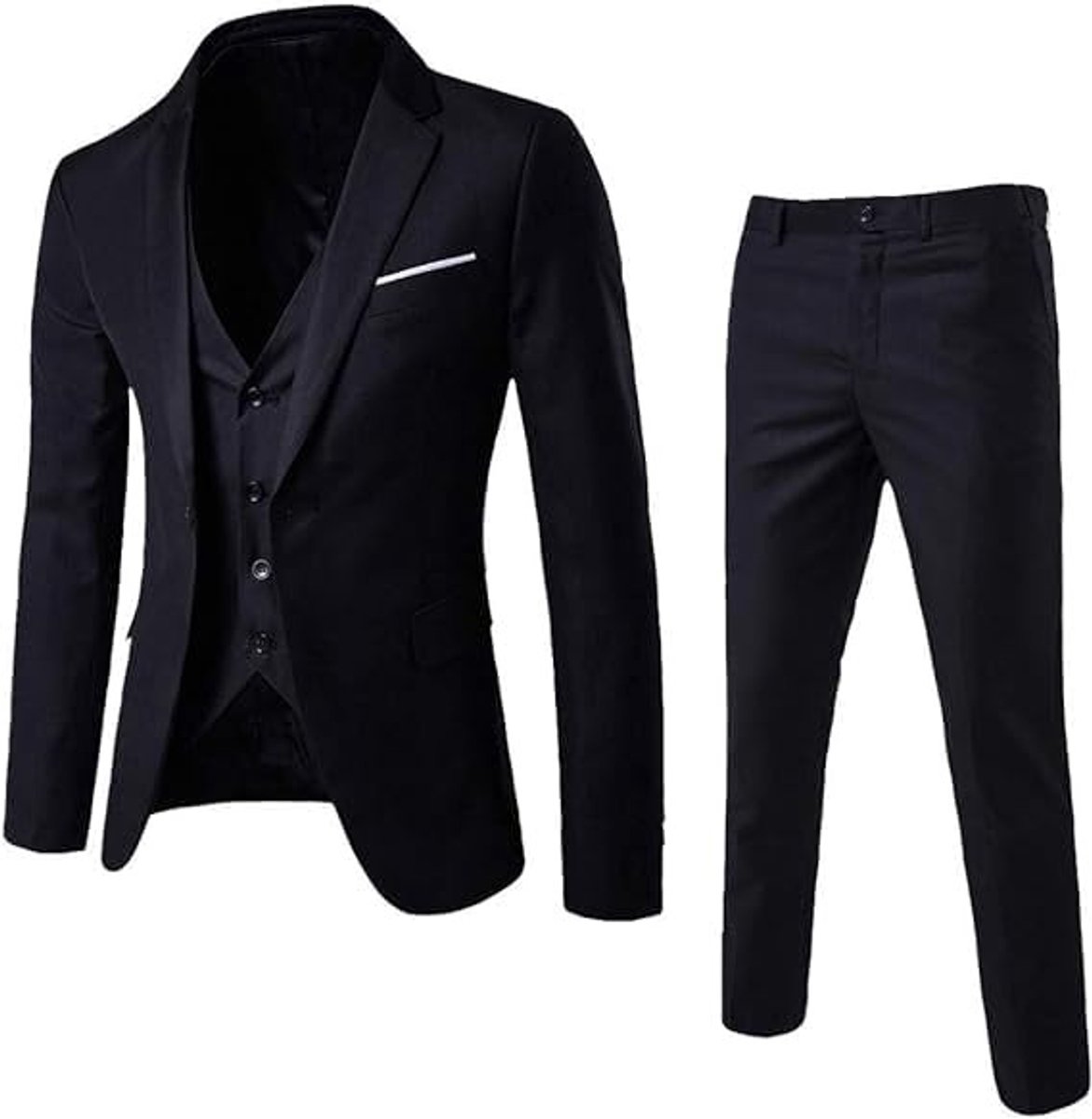 Solidchoice - Slim Fit Heren 3-delig Pak voor Bruiloft en Formaliteiten