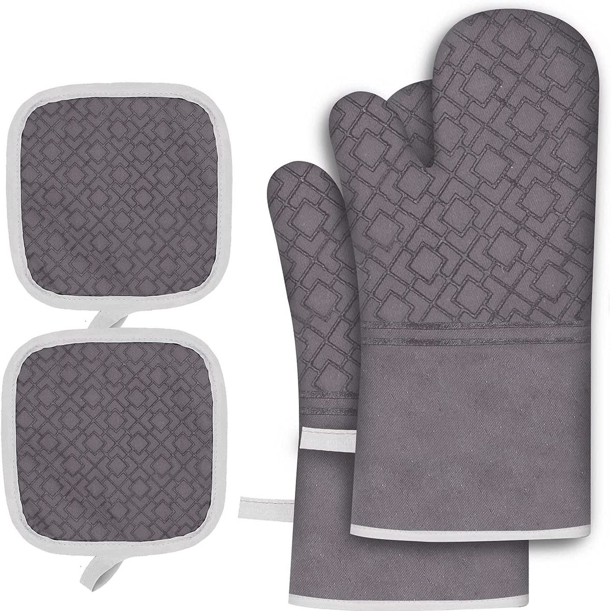 Solidchoice - Set van Dikke Katoenen Ovenhandschoenen met Antislip Bescherming