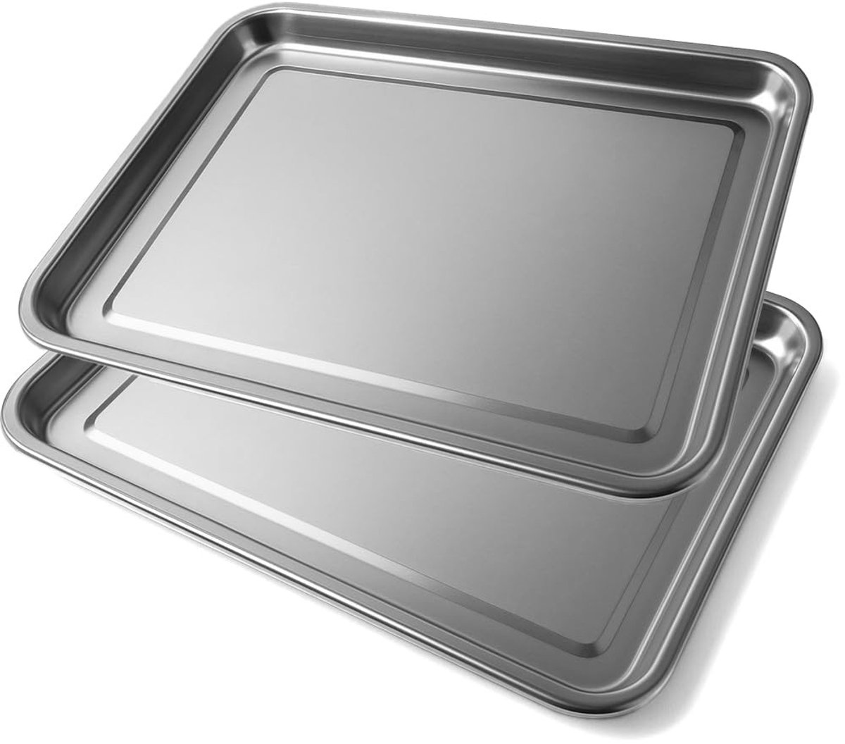 Solidchoice - Set van 2 RVS Serveerplaten 36 x 27 cm