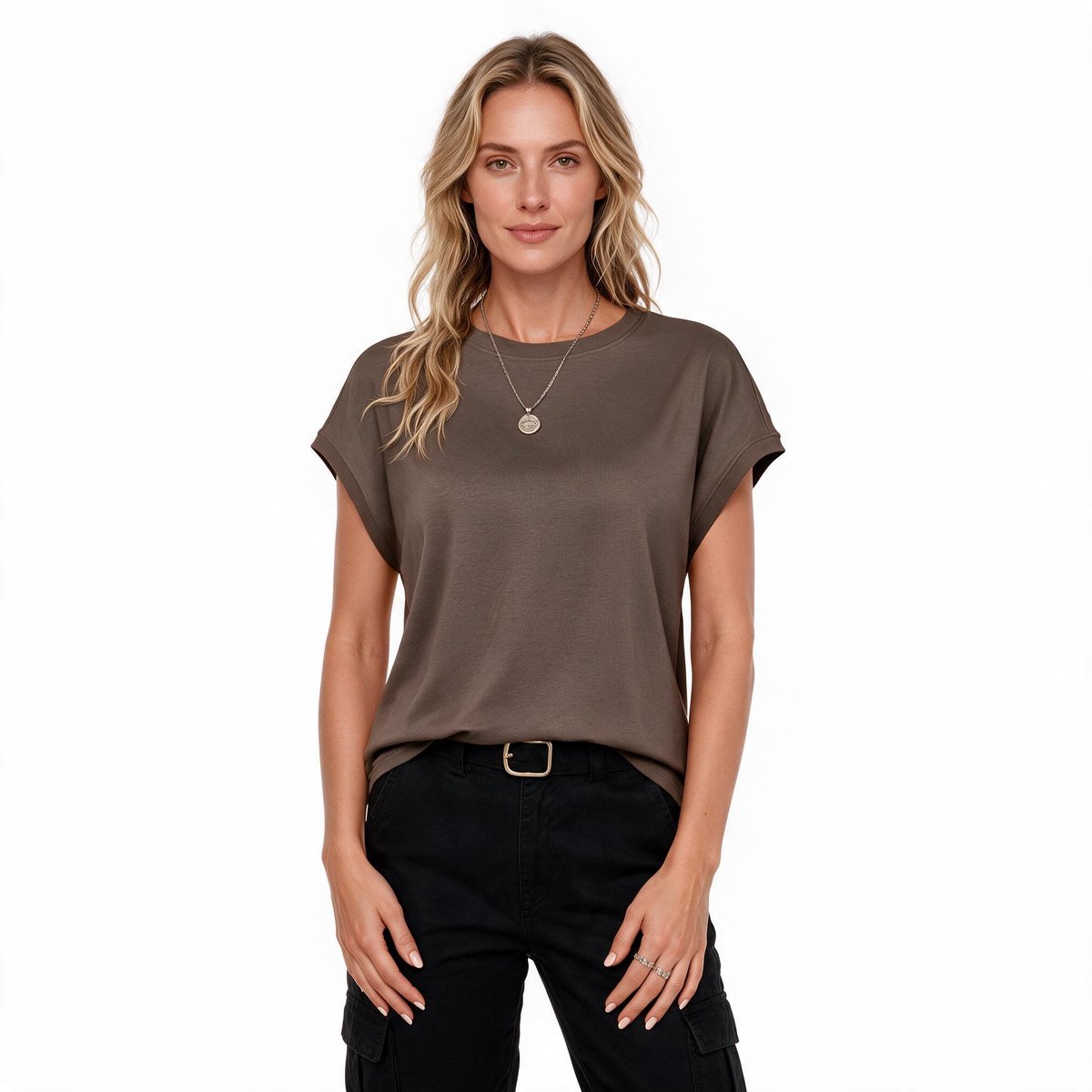 Imily Bela Dames Basic T-shirt met Kapmouwen