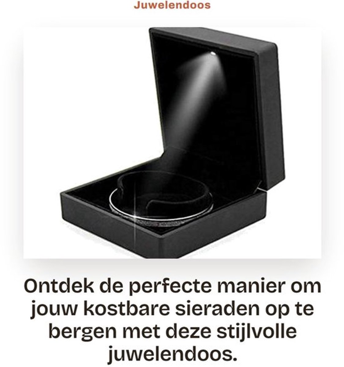 Juwelendoos - LED-verlichting - Luxe en duurzaam - 9,9 x 10 x 4,5 cm - Sieradenopbergdoos - Voor dames - Pluche binnenvoering