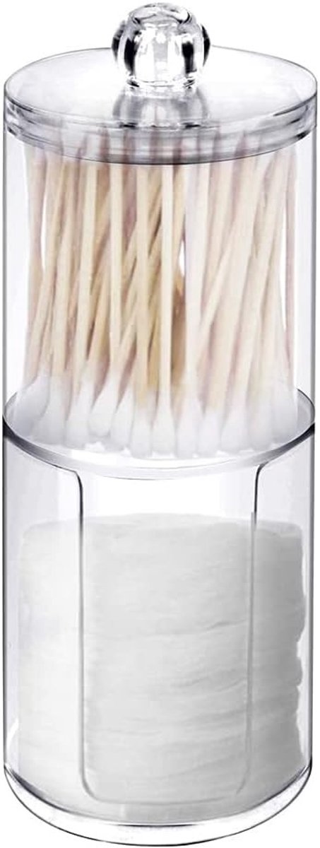 Opslagoplossing voor wattenstaafjes met deksel, doorzichtige container voor make-up pads, cosmetische organizer voor watten en make-upaccessoires