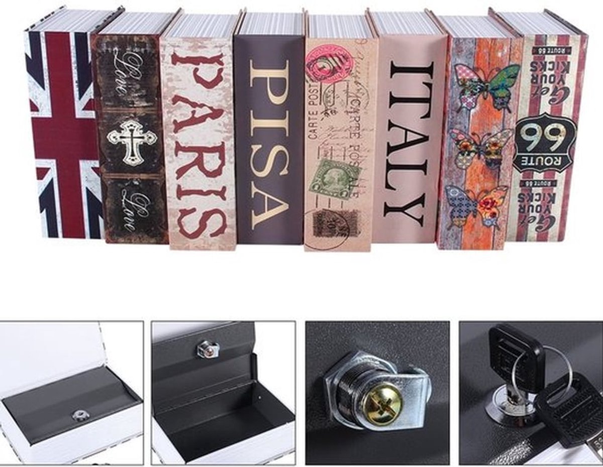 Boekenkluis - Beveiligingsbox in woordenboekvorm - Afsluitbare Geldkist - Sieradendoosje - 2 Sleutels - Hoogwaardig Materiaal - 18 x 11,5 x 5,5 cm - Veiligheidsbox
