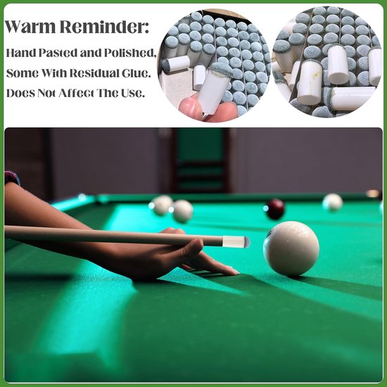 10-stuks Biljartkeu-tip - Accessoire voor biljartkeu-Tip - Beschermer voor biljartkeu-Tip - Vervangingsset voor clubhoofden, zonder lijm of gereedschap - 1.2 cm -Geschikt voor biljartkeukoppen met een diameter van 12 mm. - Wit — afbeelding 4