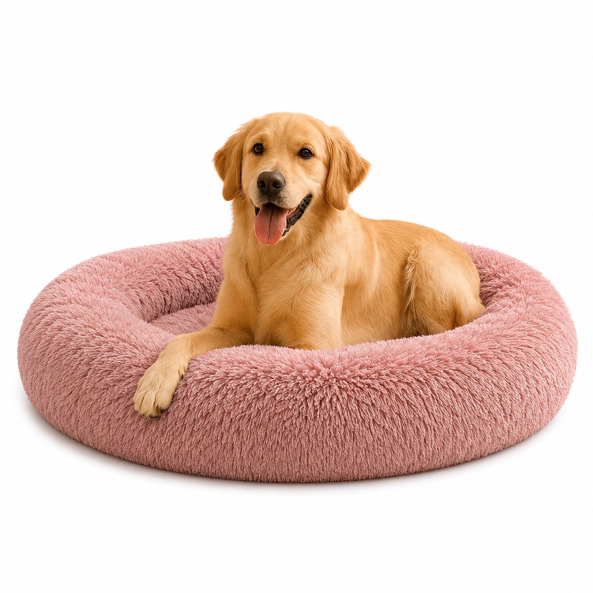 belviona Donut hondenbed, zacht hondenmand, comfortabel & antislip Ø100 cm oudroze