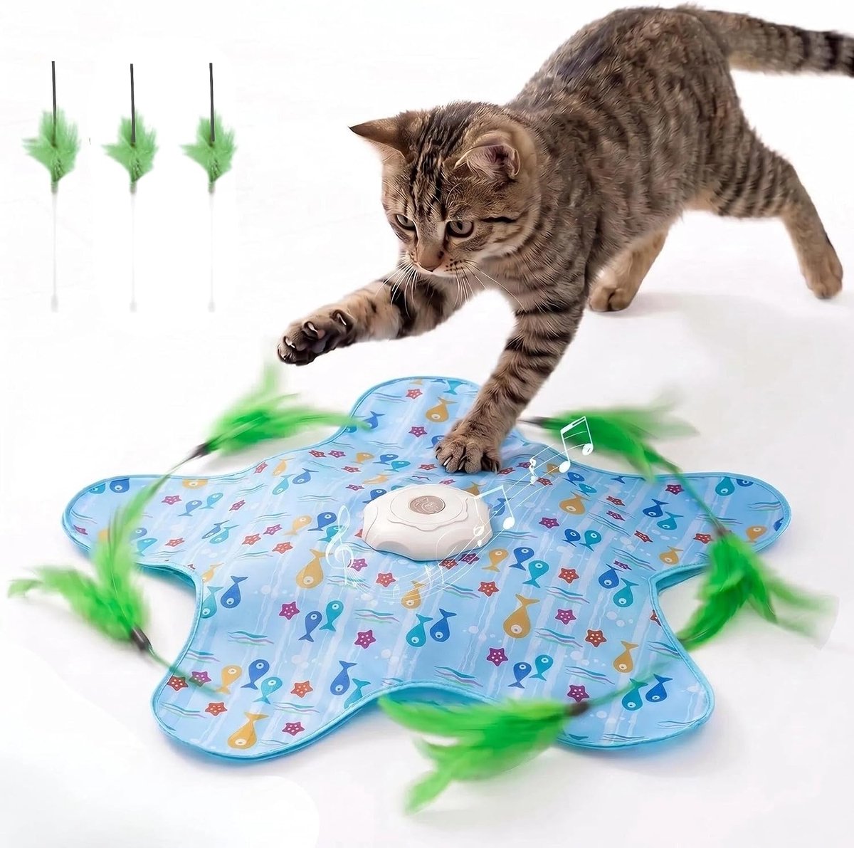 Elektrisch Kattenspeelgoed - Interactief Kattenspeelgoed - Kattenhengel - Verstoppertje Kattenspeeltje - Oplaadbaar - Kat Speelhengel met Veren - Kitten Speeltjes