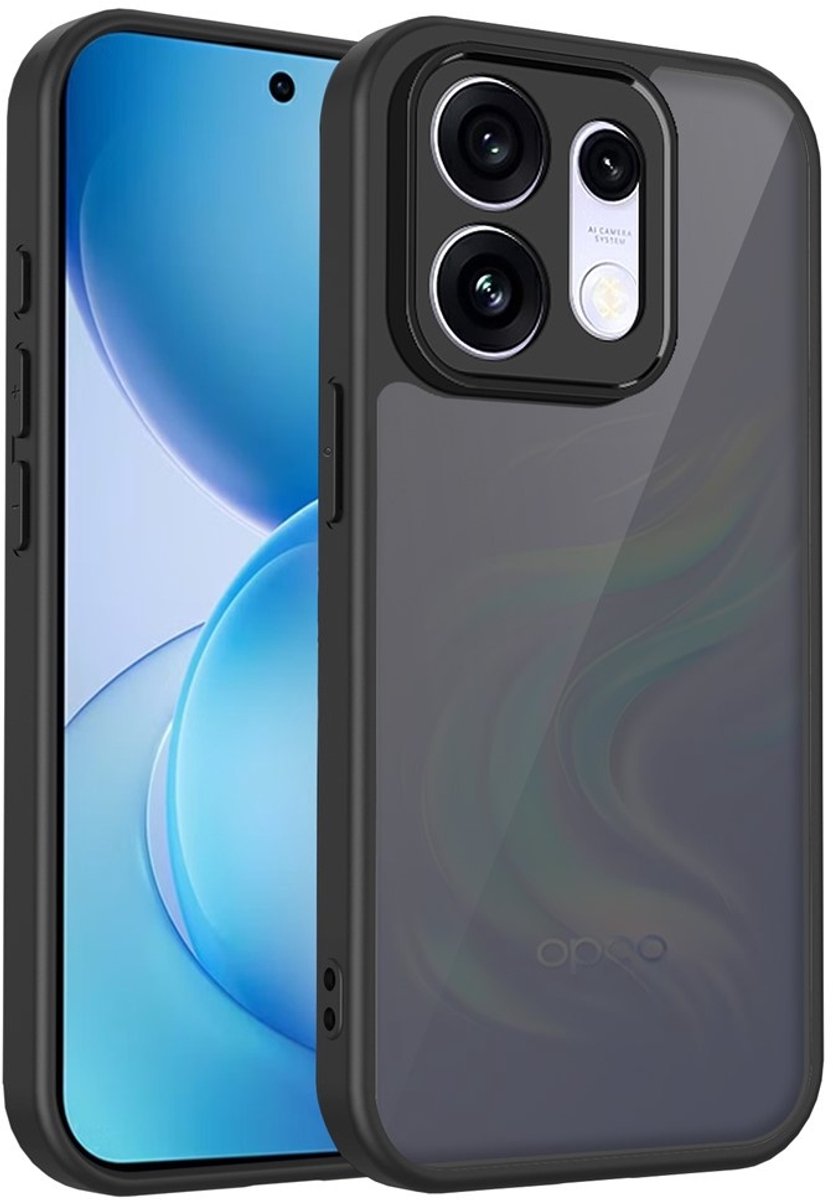 Coverup Hoesje - Geschikt voor OPPO Reno16 / Reno16 Pro Hoesje - Coverup Mat Transparante Back Cover met Camera Cover - Zwart