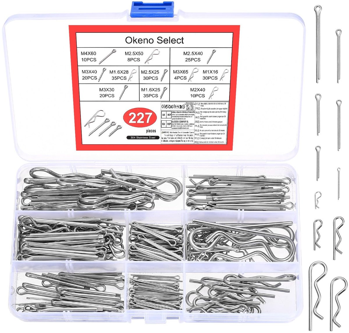 Solidchoice - 227 Stuks R Clips en Splint Set van Roestvrij Staal