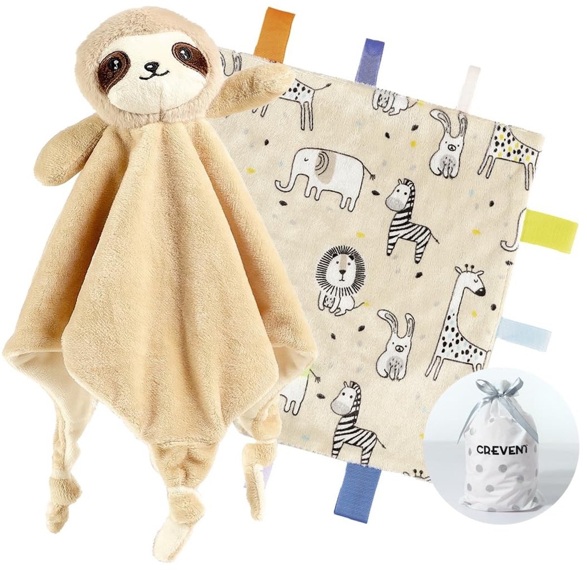 Solidchoice - Cuddly Plush Babydeken voor Meisjes en Jongens (Sloth + Label)