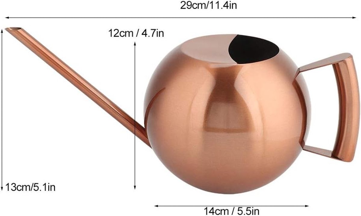 Lange Uitloop Gieter - Bronze - 1L - Roestvrij Staal - Voor Tuin en Kamerplanten