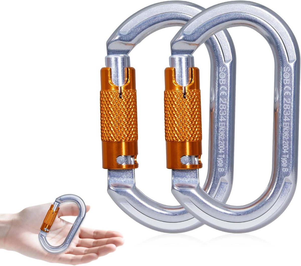 Karabijnhaak - Set van 2 - 1500 kg - Aluminium - Voor Kamperen en Wandelen