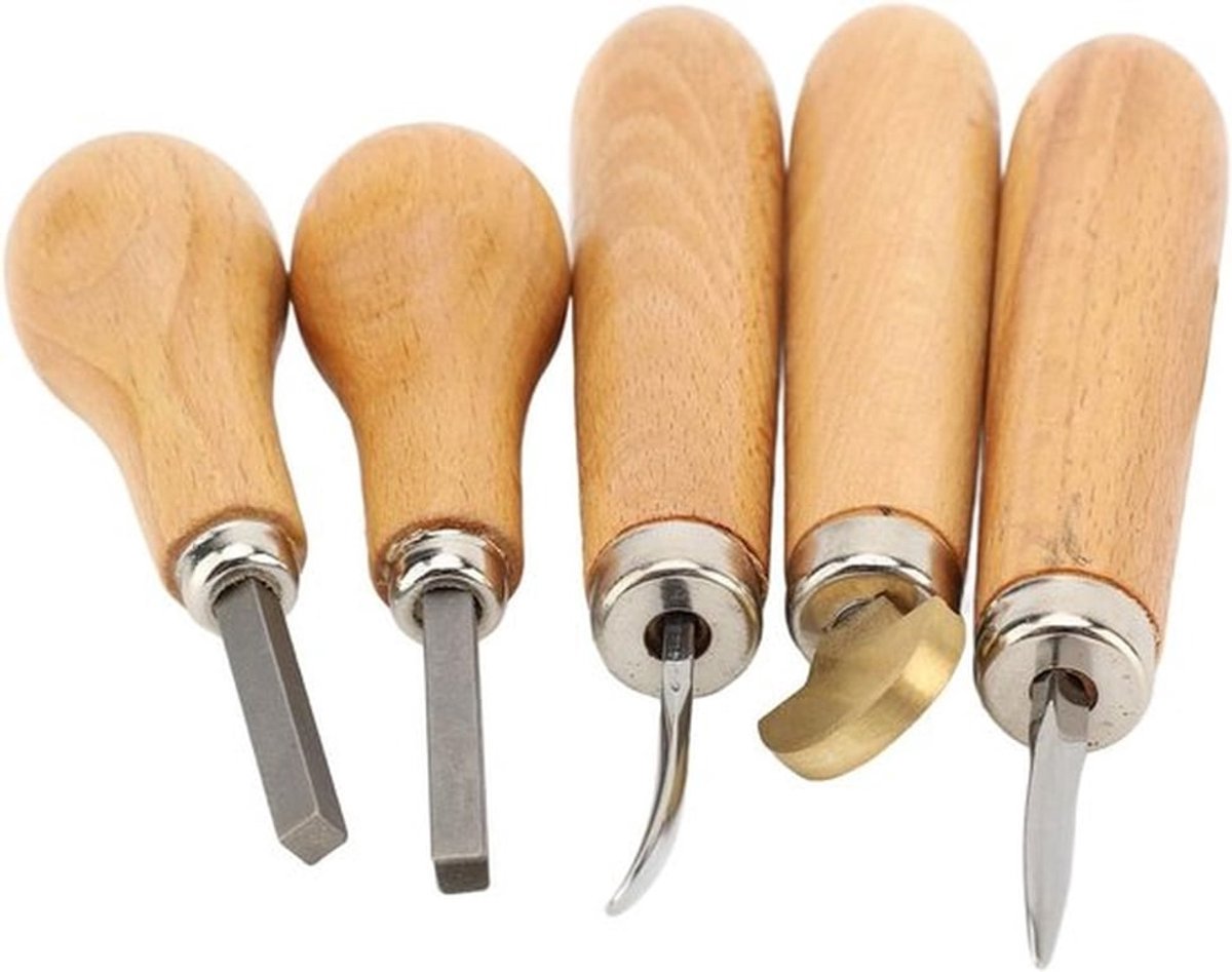 Professionele 5-delige Gereedschapsset voor Steentjes Instellen - Prong en Bezel Tools met Ergonomisch Houten Handvat voor Beginners en Experts in Sieradenmaken