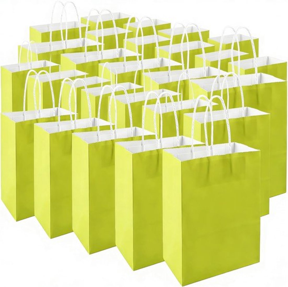 75 Stuks Groene Papieren Tassen met Handvat 15 x 8 x 21 cm - Kraft Cadeautassen voor Verjaardagsfeest, Kerst en Winkelen