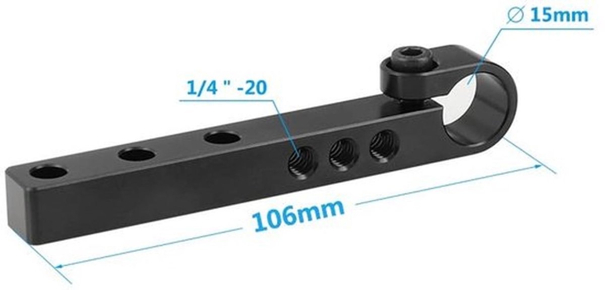 Cross Bar voor Camera Cage - 15mm Single Rod Adapter - Perfect voor DIY Projecten - Universeel Toepasbaar - Lichtgewicht en Stevig - Gesc...