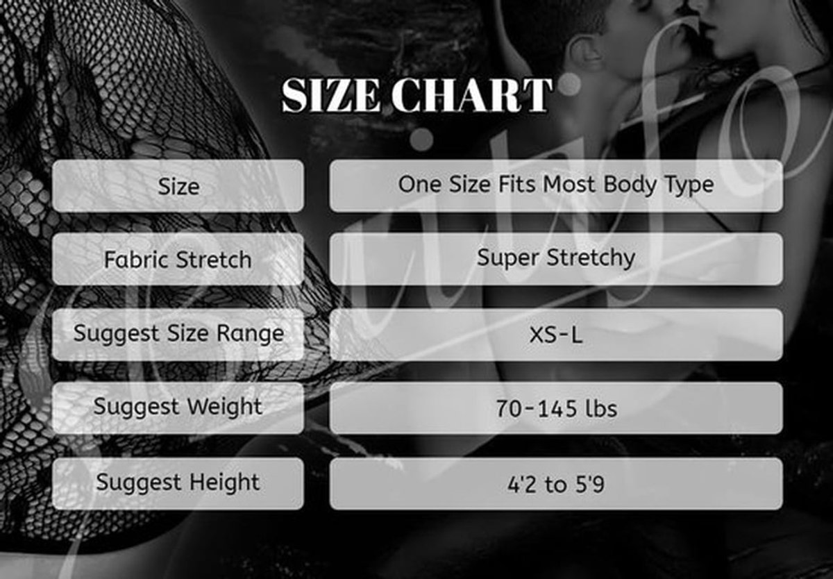Bodystocking sexy - Catsuit - Nachtkleding - Open kruis - Visnet - Zwart - Sexy Lingerie