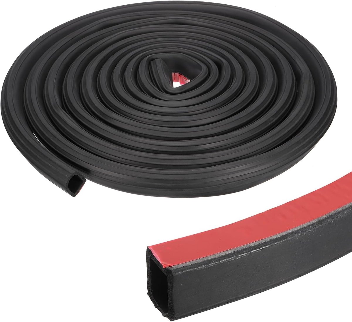 D-vormige rubberen afdichting, 2,5 m zelfklevend EPDM voor zware deuren, geschikt voor boten, campers en auto's, zwart/rood, waterdicht en duurzaam