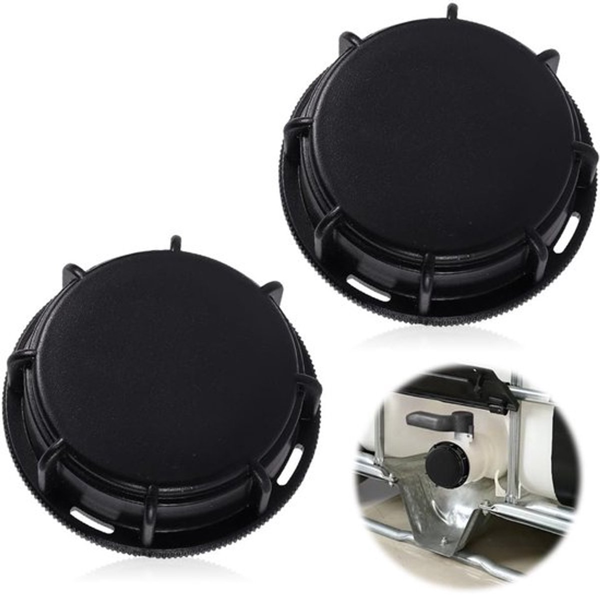 IBC Tankafdekking S60 - Eindkap - Tankaccessoires - Ventiel - Slangaansluiting - Buisconnector - Waterdicht afdichtingsmechanisme - Tankdop