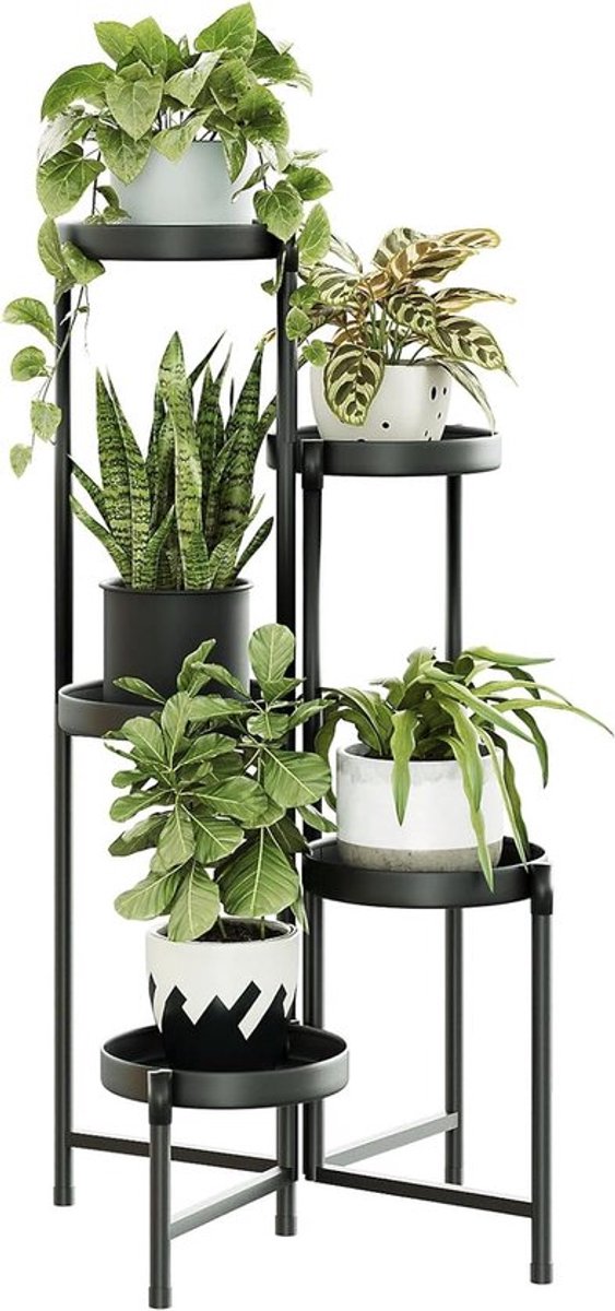 5 Etages Plantenstandaard Metaal Hoekrek voor Meerdere Planten - Binnen Buiten - Zwaargewicht Plank voor Tuin, Balkon, Woonkamer - Bloemenstandaard met Ruimtebesparend Ontwerp
