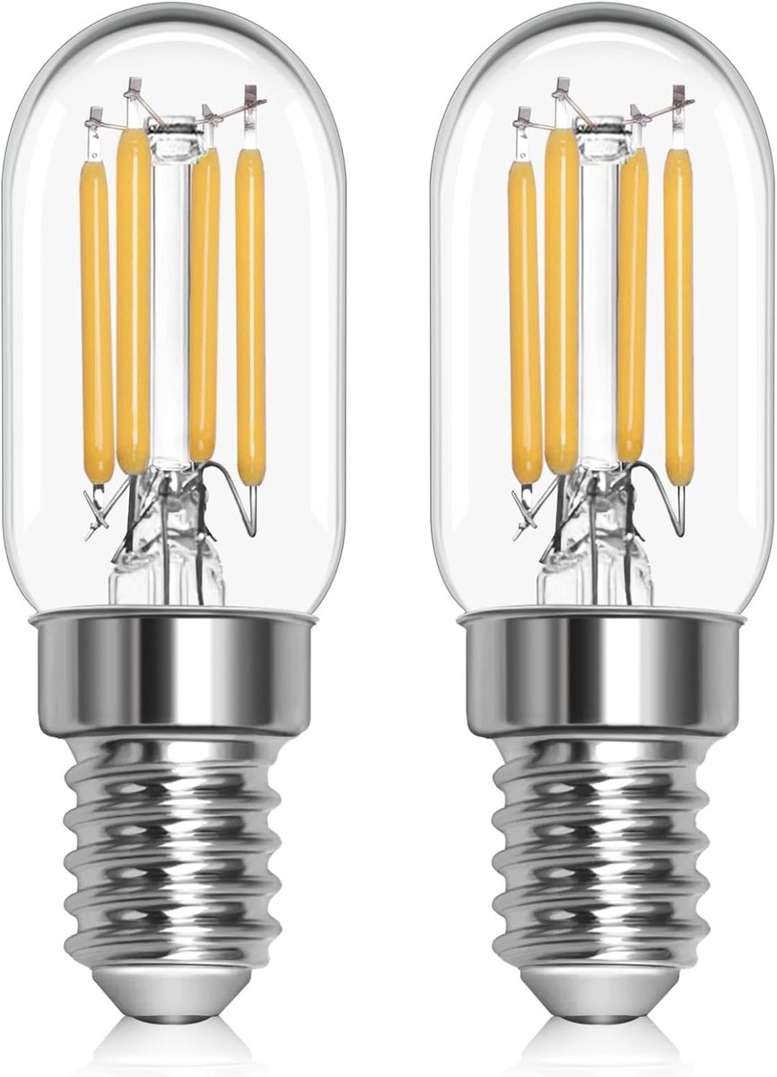 E14 LED Koelkastlamp, 2 W, 230 V, Niet Dimbaar, Koude Witte Verlichting, Vervangt Halogeen 15 W, Set van 2 voor Koelkast en Afzuigkap