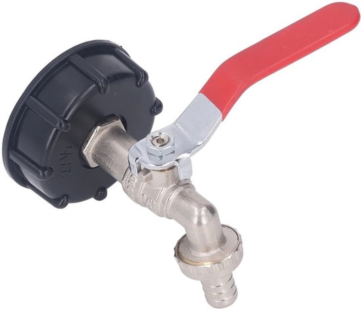 IBC-tankadapter en kraan - Messing fitting - Corrosiebestendig en waterdicht - Slangadapter - Waterafvoer - Geschikt voor IBC-tanks - In...