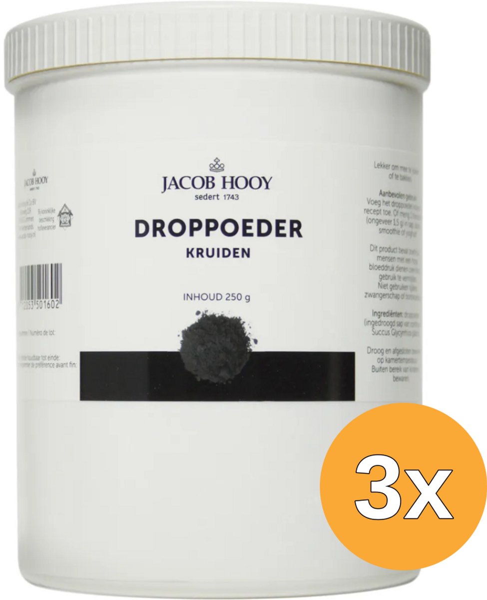3x Jacob Hooy Droppoeder pot (250 gr)