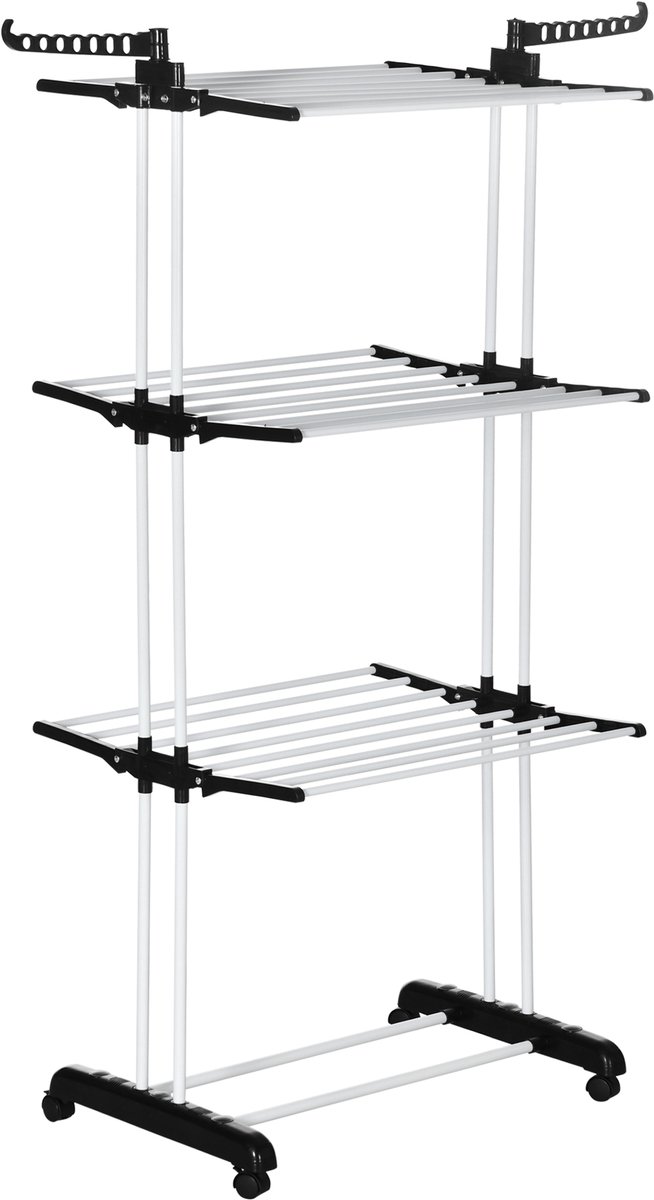 HOMCOM Wasdroogrek - Staal - 73x64x177cm - Zilver