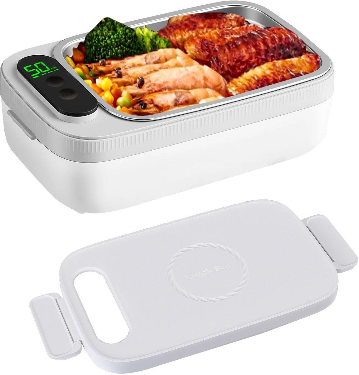 Velori Elektrische Lunchbox 1L - Lunchverwarmer - Warmhoudbox - Voedselverwarmer - Oplaadbaar - 14000mAh - LED Display - 40-68°C - Type-C - 12V/24V