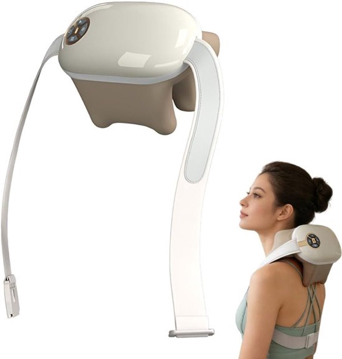 Ergonomische Nek- en Rugmassager met Bionische 3D Warmte, Elektrische Shiatsu Functies, 5 Massagemodi en 3 Warmte-instellingen voor Ontspanning en Pijnverlichting