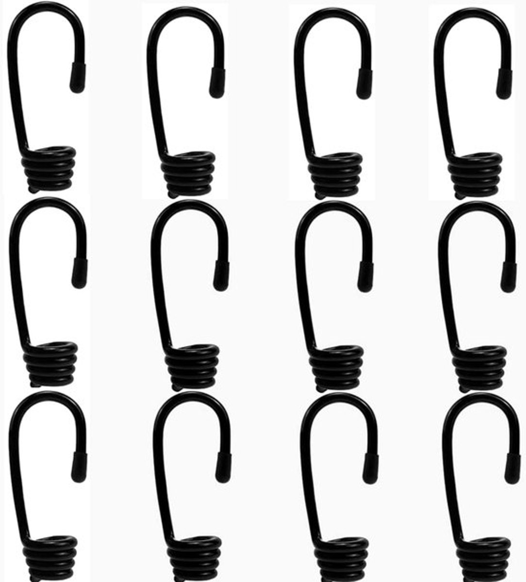 12 stuks Bungee-touw met haak - plasticgecoat Bungee shockcord - spiraalvormig uiteinde touw met haak - elastisch touw, strapping tape