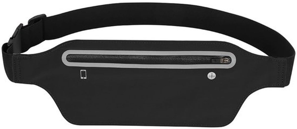 Slanke hardloopheuptas - Verstelbare hardloopriem - Unisex hardloopfitnessriem - Met oordopjesgat en reflecterende strip - Fitnessjogging - Wandelheuptas - Reisportemonnee Hardloopcadeau Uitrusting Accessoires - 33x12cm