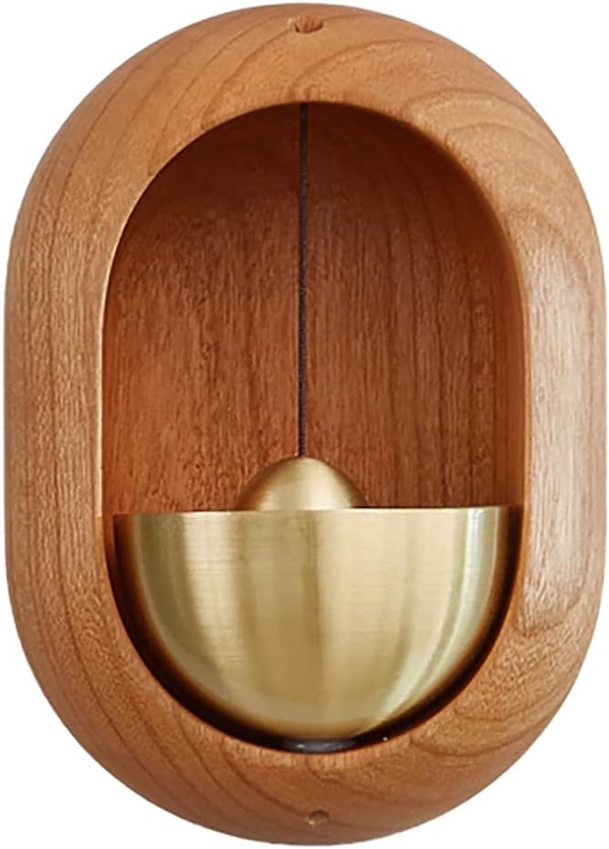 Casalora Magnetische Deurbel – Vintage Houten Deurbel met Messing Bel – Zelfklevende Draadloze Deurbel – Winkelbel voor Voordeur, Winkel, Tuin of Muur – Decoratie & Housewarming Cadeau