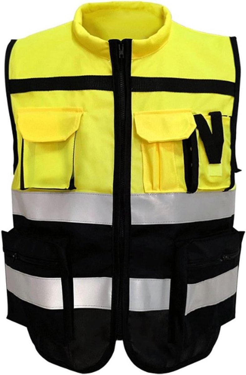 Veiligheidsvest - Hoge zichtbaarheid - Reflecterend - Geel - Rits - Zakken - Werk - Geschikt voor veiligheid - Model Geel Reflecterend Veiligheidsvest, Veiligheidsvest met Hoge Zichtbaarheid en Rits met Zakken Om Te Werken