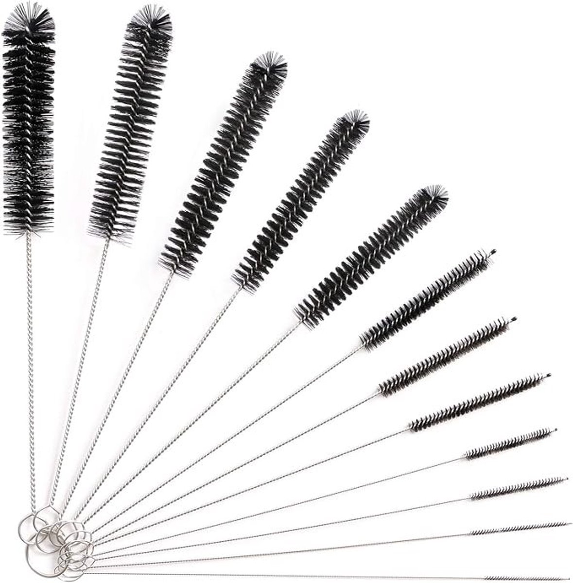 Zelora Flessenreiniger Set – 12 Nylon Borstels voor Flessen, Rietjes en Espressomachines