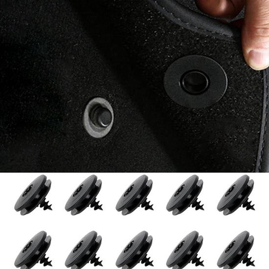 Auto Vloermatclips - Bevestigingsclips - Universele Vloermatfixclips - Drukknop - Autovloerteppen - Bevestiging - Geschikt voor Auto Vloermatten - Zwart - 8 Stuks