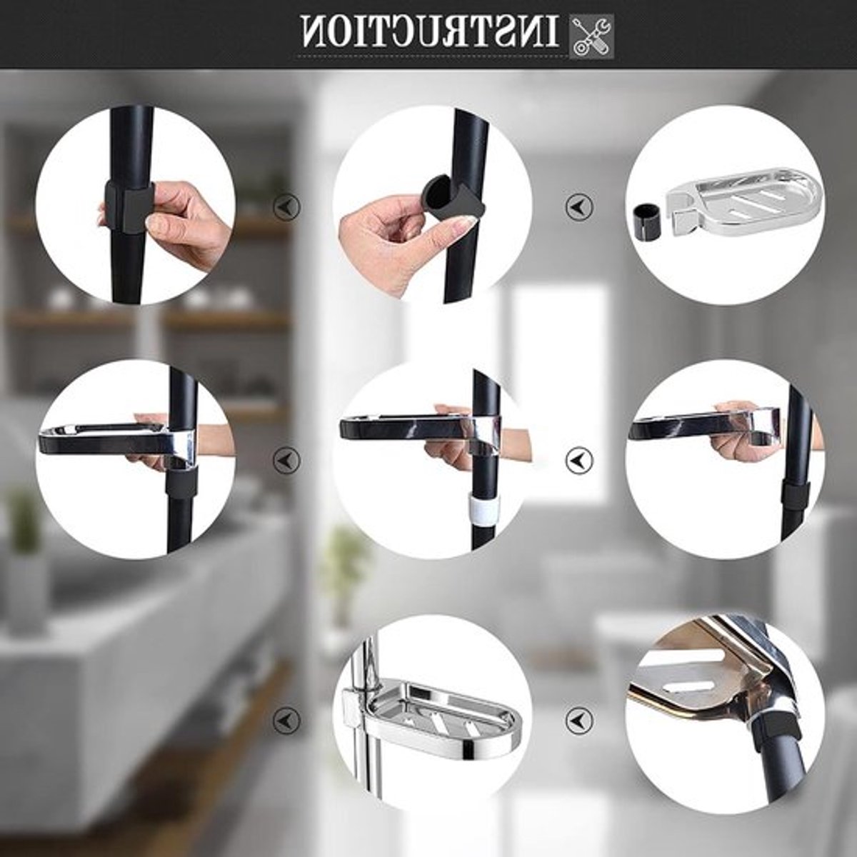 Moderne Zeepdispenser met Verstelbare Douche Stang, Chroom Geplateerd en Hol Ontwerp voor Badkameraccessoires