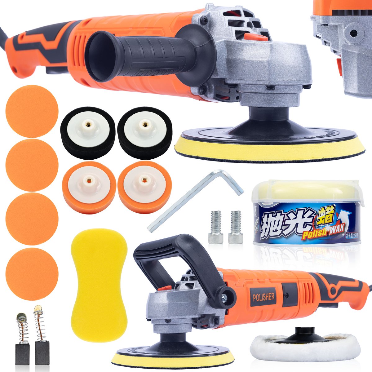 Rosfix Polijstmachine Orange Butterfly - 2500W Koperen Motor, 7 Snelheden - 180mm M14, 2,9kg