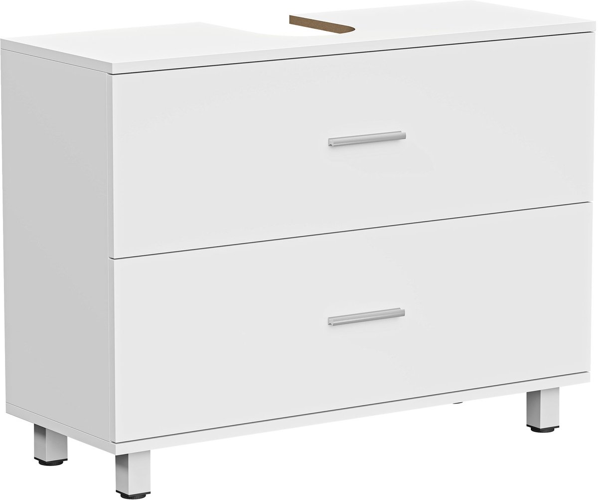 Homcom Wastafelmeubel voor Badkamer-Spaanplaat, MDF-80L x 30B x 60H cm-Wit