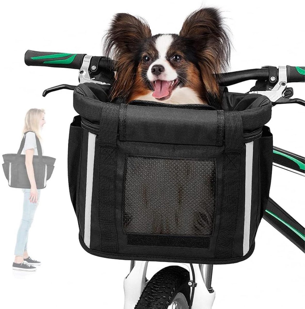NIVA® Fietsmand Hond - Hondenmand - Fietsmand Hond Voorop - Zwart - 34cm x 24cm x 26cm