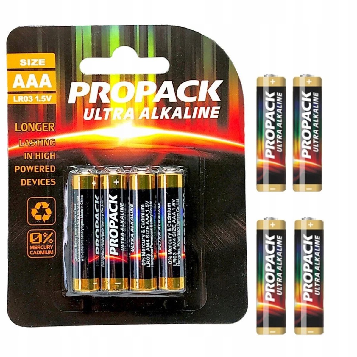 Rosfix Alkalinebatterij LR03 AAA - 1,5V Stabiel Vermogen - 4 Stuks, Ø10,5mm×44,5mm