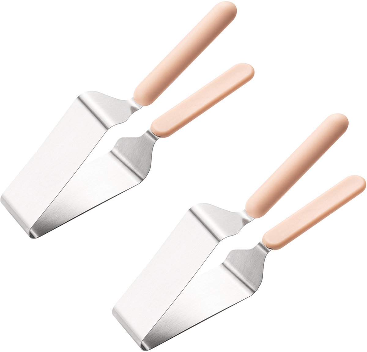 Roestvrijstalen taartsnijder voor bruiloften- feestjes en bakken (2 stuks) | 2-in-1 taartsnijder en -schep- roestvrij blad van 12-5 cm (4-9 inch)- voor snelle en gelijkmatige plakken- dubbele antislipgreep- vaatwasserbestendig