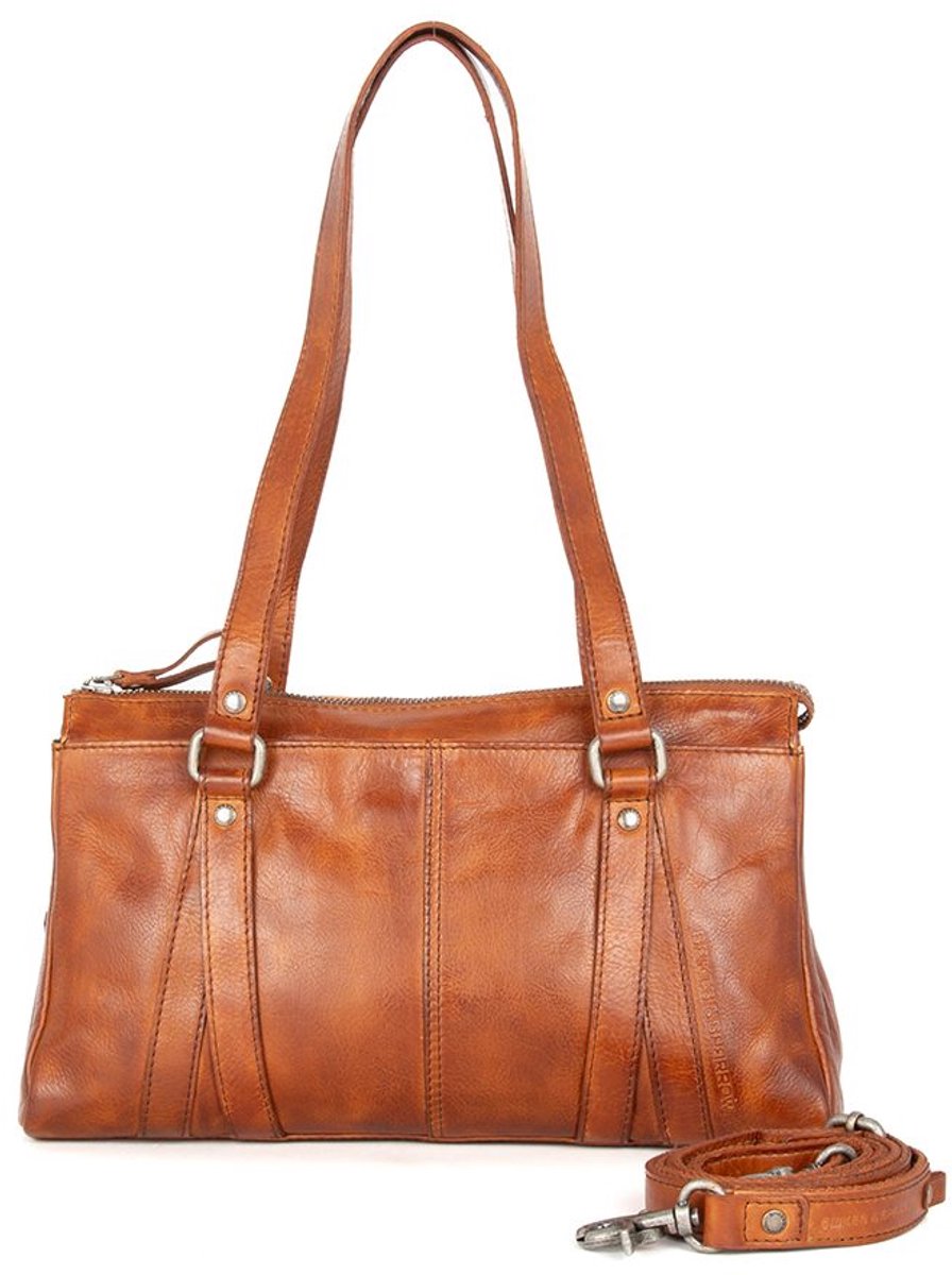 Leren Handtas - Christabelle - Brandy Cognac