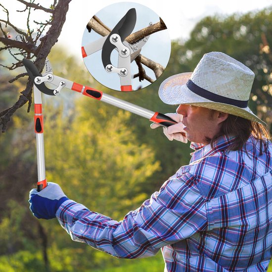 Telescopische Takkenschaar - Snoeischaar voor Takken - SK-5 Stalen Mes - Verstelbaar van 69-100 cm - Vierpunts Hefboommechanisme - Antislip Handgrepen - Voor Snoeien, Takken Verwijderen en Tuinwerk — afbeelding 4