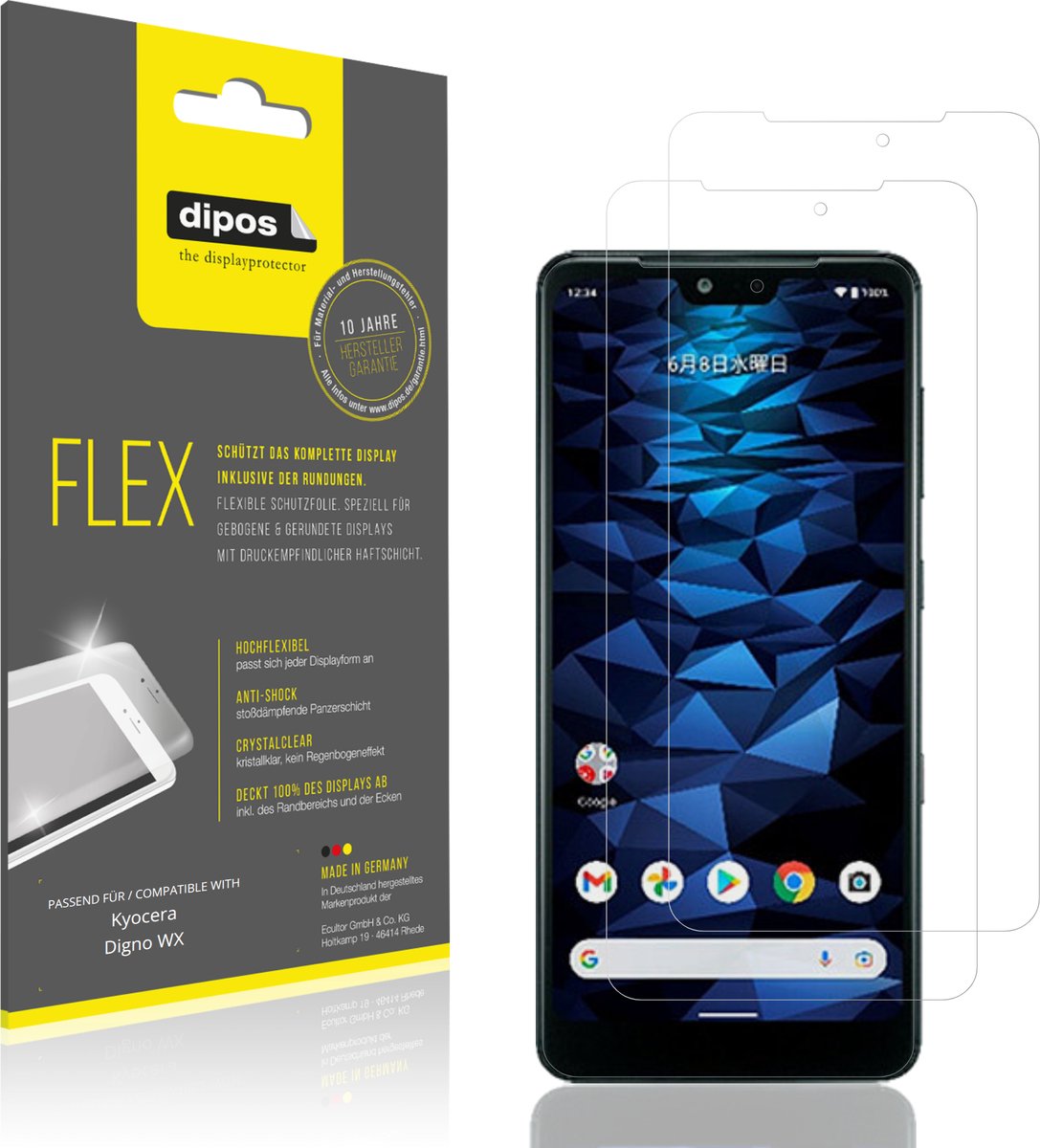 dipos – 2x Beschermfolie geschikt voor Kyocera Digno WX | 3D Full Cover Screenprotector | 100% Passend