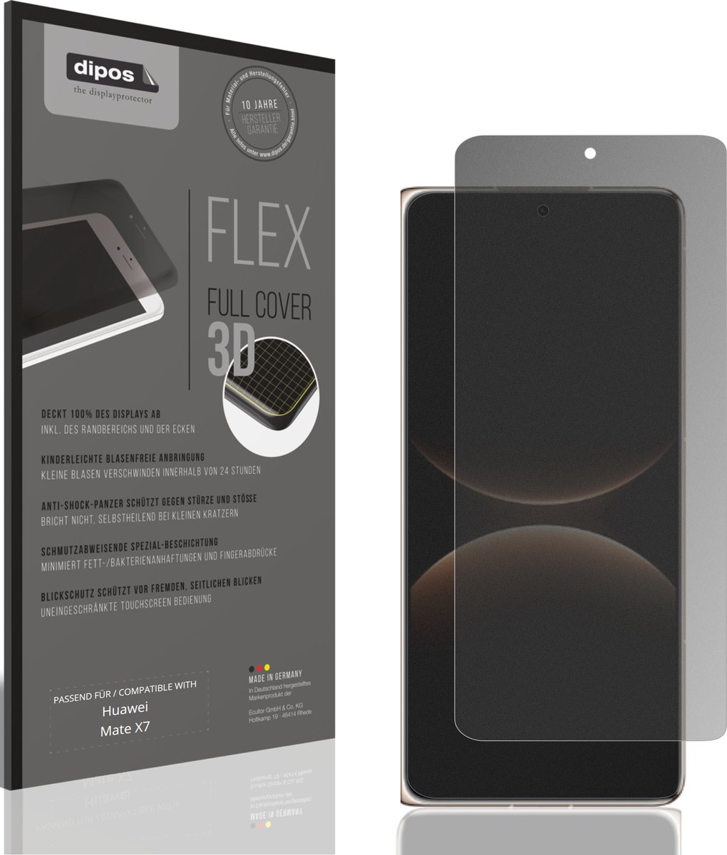 dipos FLEX – Matte Privacy Screenprotector geschikt voor Huawei Mate X7 Aussenseite | Volledige Schermbescherming | Case-Friendly